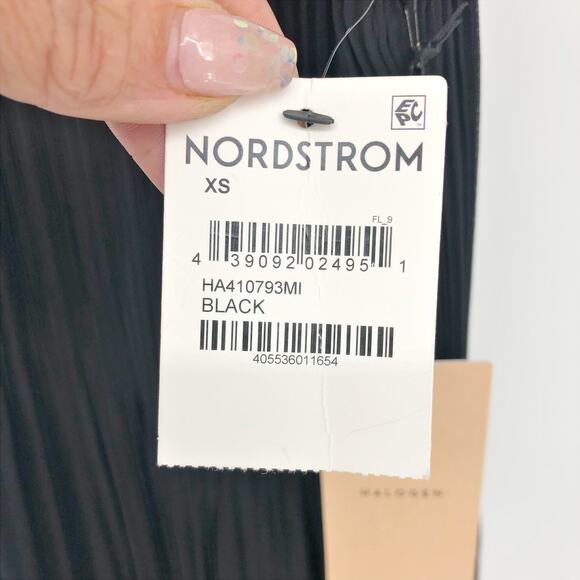 Halogen Womens Organza Shift Dress XS Black Sleeveless Pleated Keyhole Mini NWT - Picture 8 of 9